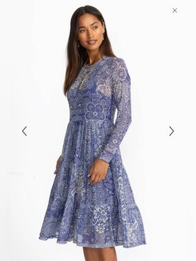 NWT Johnny Was Jade Long Sleeve Mesh Tiered Dress